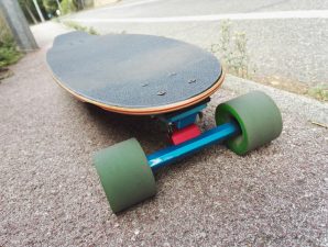 Flying wheels deck with Surf Rodz trucks and OJ wheels.